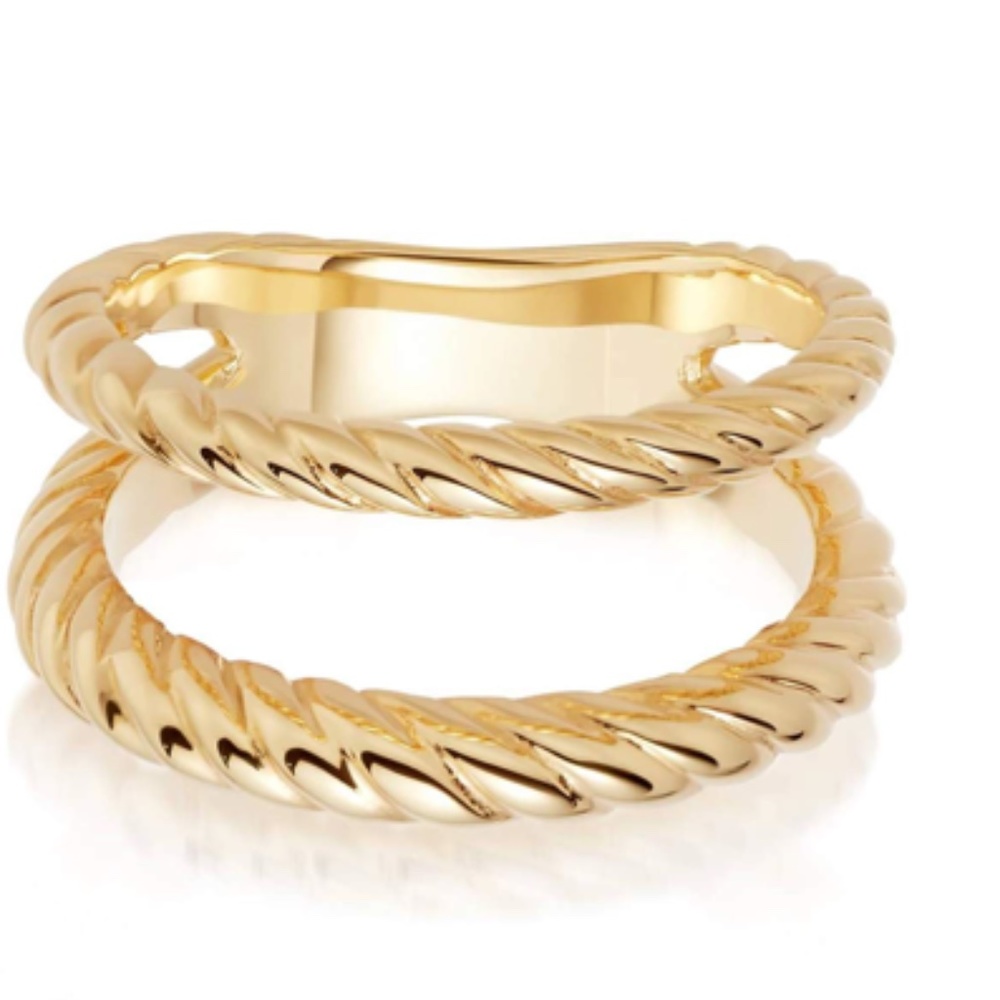 Stacked Double Rope Ring 18Ct Gold Plate